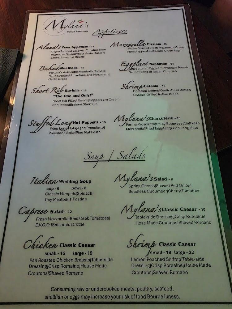 Mylana's Italian Ristorante Menu image 3
