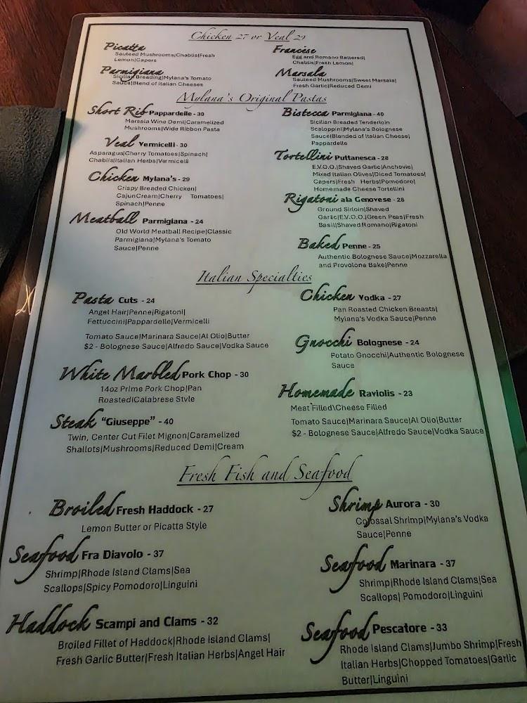 Mylana's Italian Ristorante Menu image 4